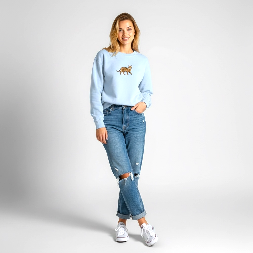 Bluza z dużym haftem zwierzaka, bez kaptura