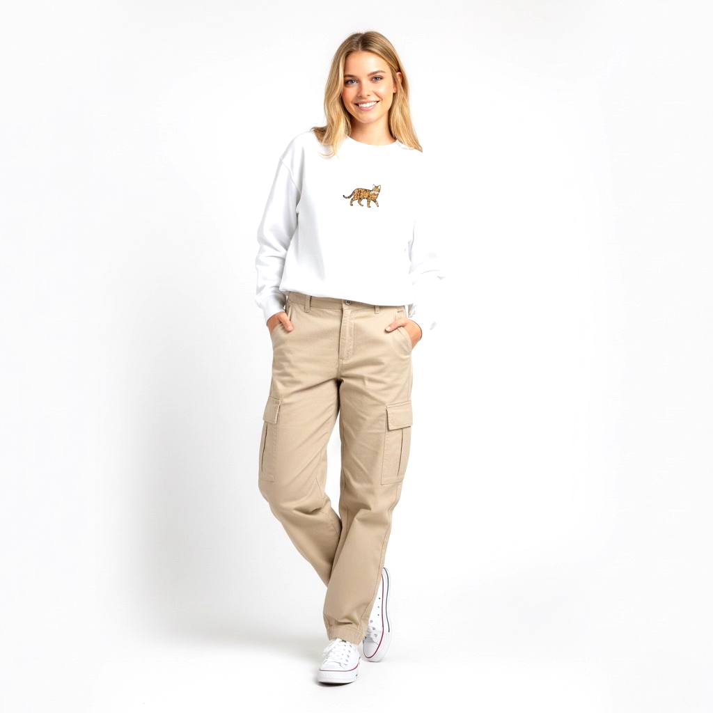 Bluza z dużym haftem zwierzaka, bez kaptura