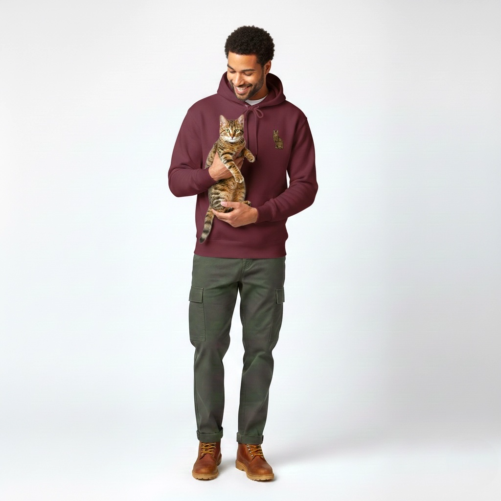 Bluza z małym haftem zwierzaka, z kapturem