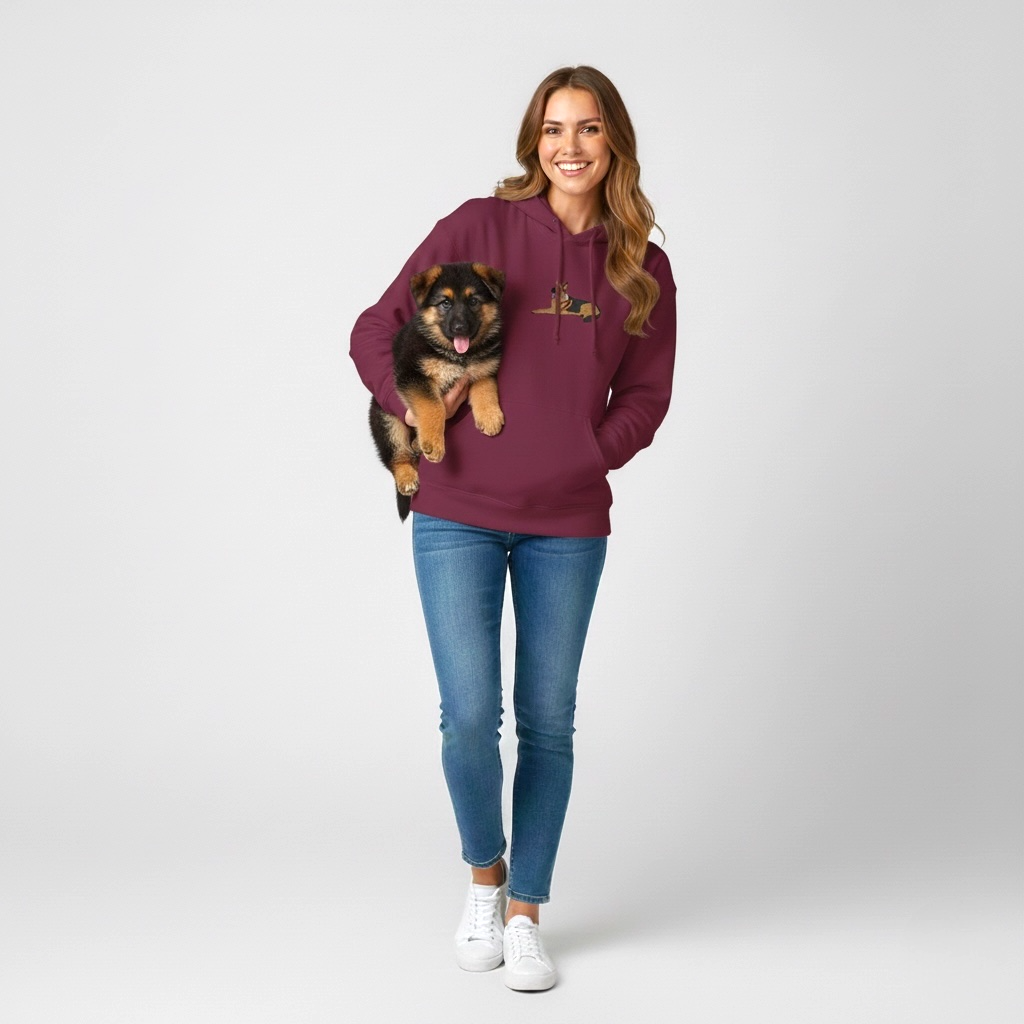 Bluza z dużym haftem zwierzaka, z kapturem